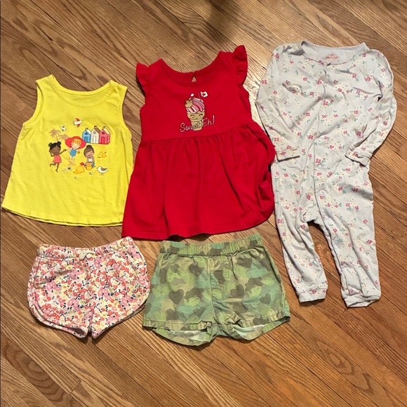 Assorted Kids Clothes: Tank, Dress, Sleeper and 2 Shorts - Picture 1 of 11